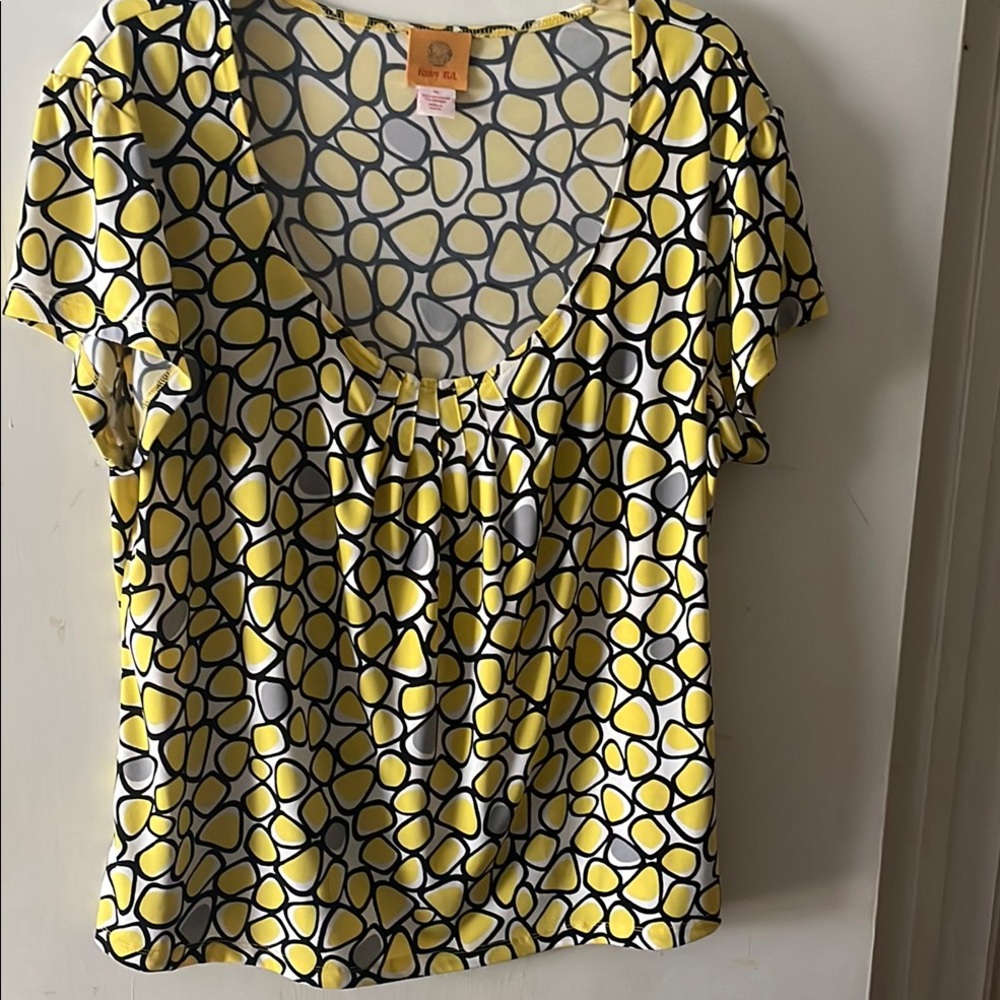 Yellow and Black Patterned Women's Top